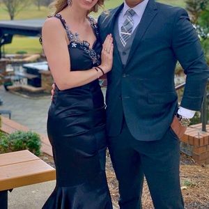 Black silk-like prom or evening gown